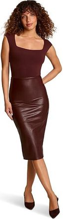 Commando Faux Leather Midi Skirt Womens Skirt Oxblood : XL (14-16), Elastane/Polyurethane/Viscose