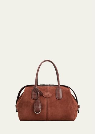 Tod's Leather-Trim Suede Bowling Bag