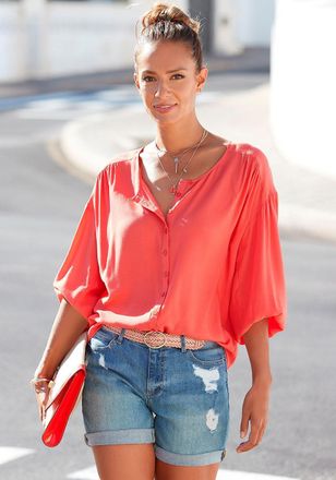 Lascana Womens Flowy Button Up Blouse