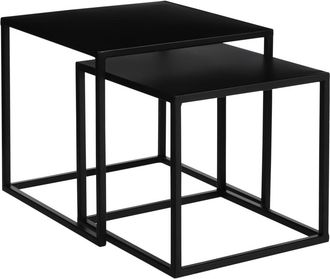 MiCa Decorations Juego de 2 mesas auxiliares de metal negro