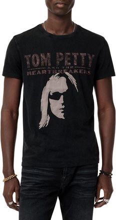 John Varvatos Tom Petty Appliqué Organic Cotton Graphic T-Shirt in Black at Nordstrom, Size X-Small