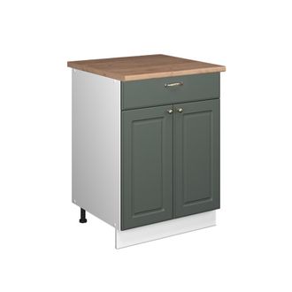 Vicco Mueble Bajo Para Fregadero/placa Fame-line, Verde Dorado Casa De Campo/blanco, 60 Cm Con Caj&oacute;n, Et Roble, Vicco