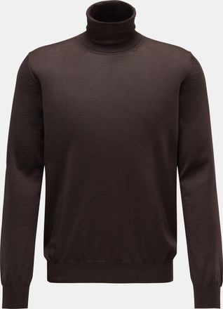 Braun Hamburg Men - Fine knit turtleneck jumper dark brown