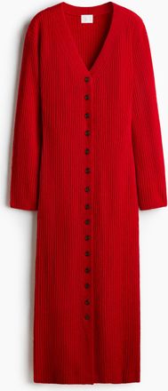 H&M Geripptes Strickkleid - Red