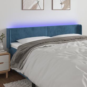 vidaXL Cabecero Con Led De Terciopelo Azul Oscuro 163x16x78/88 Cm Vidaxl