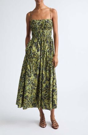 Ulla Johnson Vidri Midi Cotton Dress in Chartreuse at Nordstrom, Size 14