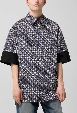 Lanvin Mens Accent sleeves geometric pattern loose shirt