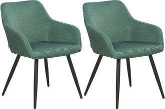 Beliani Beliani - Conjunto De 2 Sillas De Comedor De Estilo Moderno En Color Verde Fabricadas En Terciopelo Con Patas De Metal Casmalia