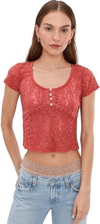 Free People Claro Short Sleeve T-Shirts Womens Clothing Aged Coral : MD (Womens 8-10), Cotton/Polyester/Rayon