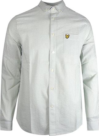 Lyle & Scott Seersucker Strike groen shirt met lange mouwen