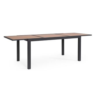 Decorspace Tavolo hilija Struttura In Alluminio Verniciato A Polvere Piano Effetto Legno Per Arredo Casa -bianco / 160/240 X H 75 Cm