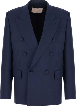 Valentino Garavani Formal Blazers, male, Blue, Size: L Wool Blazer