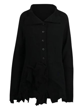 Black Label ruffled button-up cardigan - women - Fabric - M