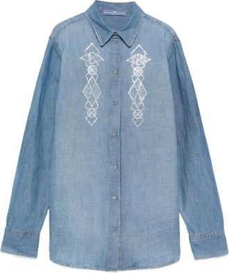 Ermanno Scervino Camicia denim con ricamo - Blu