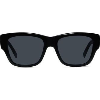 Givenchy City 53mm Geometric Sunglasses in Shiny Black /Smoke at Nordstrom