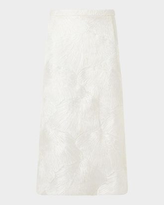 Akris Lacquered Techno Sea Fan Lace Midi Skirt