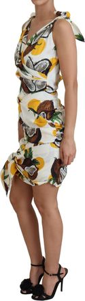 Dolce & Gabbana Womens White Coconut Print Sheath Mini Silk Dress Elastane