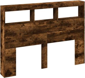 vidaXL Headboard Cabinet with led Smoked Oak 140x17x102 cm Vidaxl