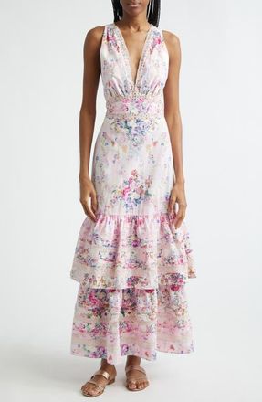 Camilla Palatial Pastels Two-Tier Organic Cotton Maxi Dress in Palatial Pastels Palapast at Nordstrom, Size X-Large