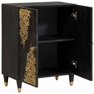vidaXL vidaXL Credenza Nero 60 x 33 x 75 cm Legno di mango massello
