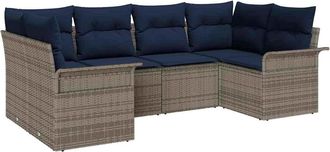 vidaXL Conjunto De Sof&aacute; De Jard&iacute;n 6 Uds. Gris Rat&aacute;n Sint&eacute;tico Vidaxl