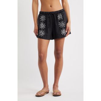 Rip Curl Topanga Embroidered Shorts in Black at Nordstrom, Size Xx-Small