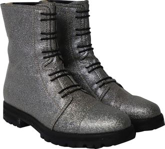 Jimmy Choo London Womens Polyester Glitter Combat Boot (Authentic Pre-Loved)