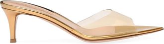 Gianvito Rossi Elle 55 Mules in Metallic Gold Plastic at Nordstrom, Size 41.5