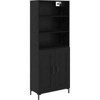 vidaXL Aparador Alto Con Caj&oacute;n Roble Negro 69,5 X 34 X 180 Cm Vidaxl