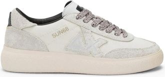 Sun 68 Witte Sneakers Logo Detail - Dames - Sneakers - Wit - 37 EU - Su&egrave;de - Schoenen