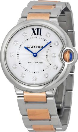Cartier Pre-owned Cartier Ballon Bleu De Cartier Diamond Silver Sunray Dial Ladies Watch WE902031