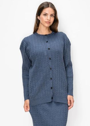 YAL New York Blue Cable Knit Cardigan
