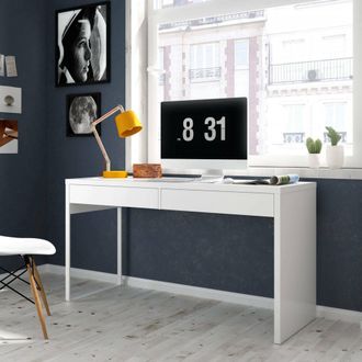 Dmora Escritorio Reversible Con Dos Cajones, Color Blanco Brillo, Medidas 138 X 75 X 50 Cm, Con Embalaje Reforzado - Dmora