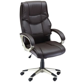 HOMCOM Executive Office Chair Faux Leather Computer Desk Chair w/ Wheel Brown | TJ Hughes