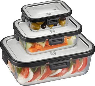 GEFU Gefu - Recipiente Milo Para Mantener Frescos Los Alimentos, 3 Piezas, Rectangular (control De Frescura Y Existencias Con Una Aplicaci&oacute;n) Marca