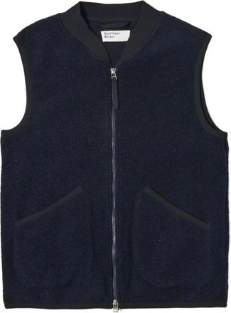 Universal Works Wool Zip Vest - Heren - Bodywarmers - Blauw - XL - Wol - Jassen