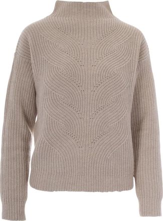 Herno Maglia In Lana Chantilly - Dames - Coltruien - Beige - S - Wol - Truien & Vesten