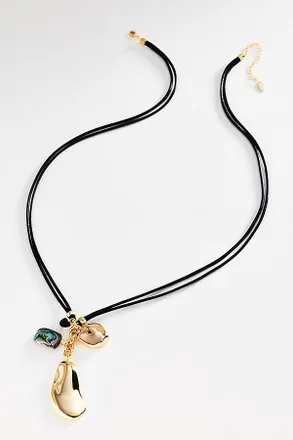 Anthropologie Corded Stone Charm Pendant Necklace