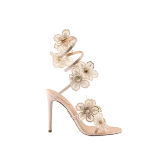 Rene Caovilla High Heel Sandals, female, Yellow, Size: 8 1/2 US Peach Flower Sandal