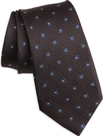 Ermenegildo Zegna Geometric Silk Tie in Dk Brw Fan at Nordstrom