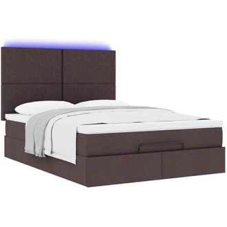 vidaXL Vidaxl - Estructura Cama Otomana Colch&oacute;n Tela Marr&oacute;n Oscuro 140x190cm