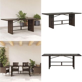 vidaXL Tavolo Giardino Piano in Vetro Marrone 190x80x75cm Polyrattan - Tavolo in vetro - Rattan PE