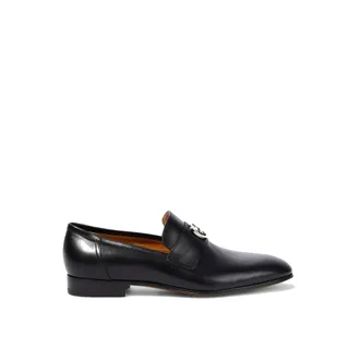 GUCCI ブラックレザー フラットシューズ　37(23.5) GUCCI グッチ フラットシューズ