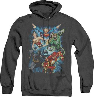 Gildan Justice League of America Jl Assemble Adult Heather Hoodie / Hooded Sweatshirt