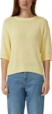 s.Oliver 3/4 Arm-Pullover S.OLIVER, Damen, Gr. 36, gelb, Strick, Obermaterial: 60% Baumwolle, 40% Polyamid, unifarben, l&auml;ssig geschnitten h&uuml;ftbedeckend, Rundha