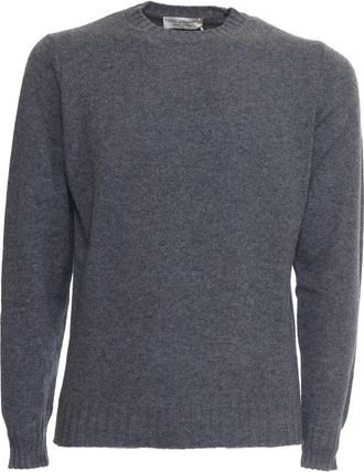 FILIPPO DE LAURENTIIS Grijze Gebreide Kleding voor Heren Aw 23 - Heren - Ronde hals truien - Grijs - 2XL - Truien & Vesten