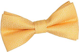 DQT Premium Woven Jacquard Greek Key Mens Pre-tied Bow Tie Marigold