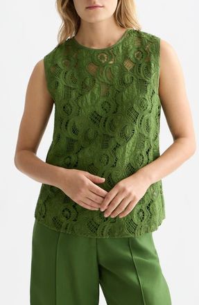 Scotch & Soda Flame Embroidered Sleeveless Top in Garden Green at Nordstrom, Size 10 Us