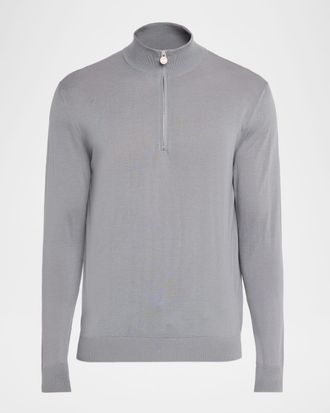 Kiton Men & apos;s Wool Half-Zip Sweater