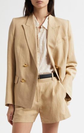 Nili Lotan Veda Linen & Silk Jacket in Khaki at Nordstrom, Size 12